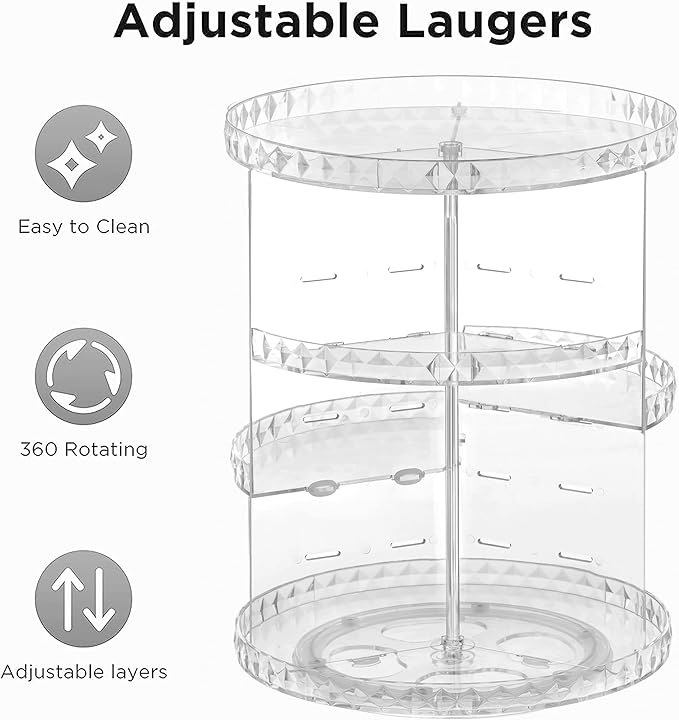 HBlife 360 Rotating Makeup Organizer (Diamond, Small)