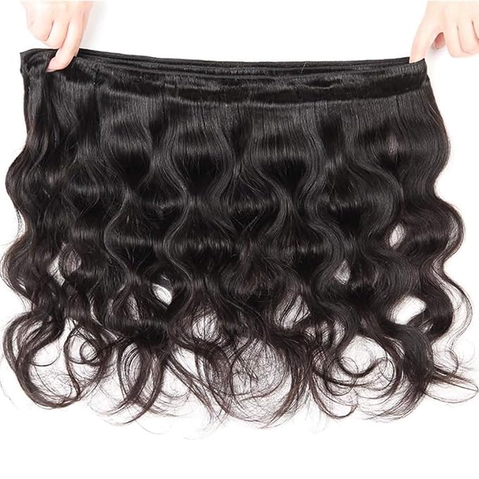 Human Hair Bundles 16 18 20 Inch Body Wave Bundles Human Hair 100% Unprocessed Brazilian Virgin Hair 3 Bundles Deals Weave Extensions 12A Natural Black Color Bundle