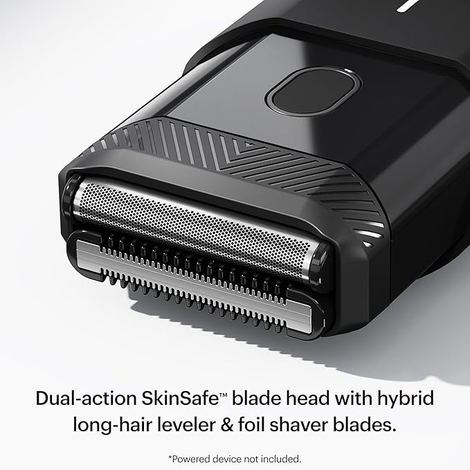 MANSCAPED® The Handyman™ Replacement Blade - Dual-Action SkinSafe® Long-Hair Leveler & Foil Blades for Portable Men’s Travel Facial Hair Groomer, Waterproof Compact Face Shaver (1-Pack)