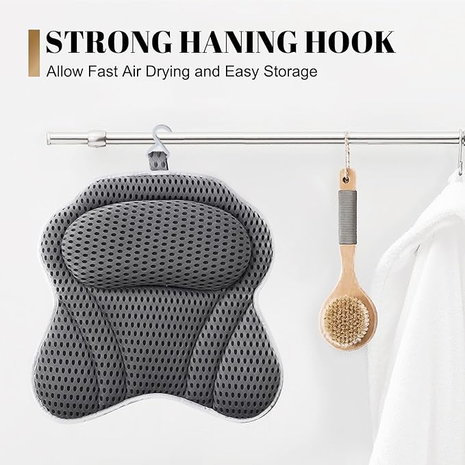 Bath Pillow Bathtub Pillow, 4D Bath Pillows for Tub Neck and Back Support, Luxury Spa Bath Tub Pillow Fit Hot Tub, Bathtub, Relaxing Bath Accessories Spa Gifts for Women Adults