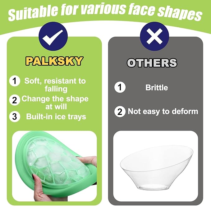 Palksky Face Bowl for Ice with Built-In Icetray, Silicone Ice Facial Folding Washbasin, Facial Plunge Bowl, Face Icebath at Home