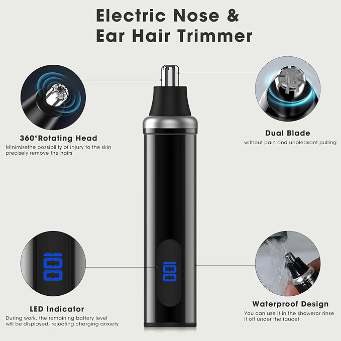 Karrte Professional Hair Clippers and Trimmer Set for Men, T-Shaper Trimmer & Foil Shaver, Nose & Ear Hair Trimmer, Cordless Clippers and Grooming Set, Hair Cutting Kit with LED Display Black