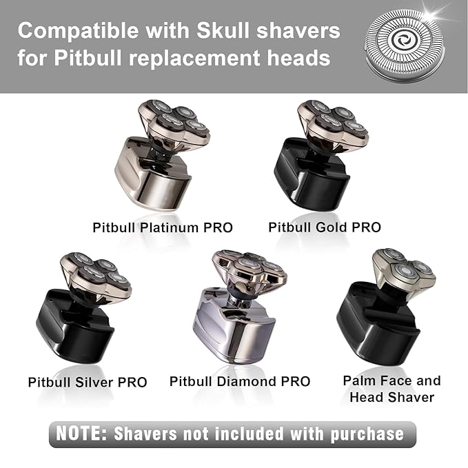 16 shaver replacement heads, compatible with Skull shaver Pitbull Gold PRO shaver replacement blades 4 heads