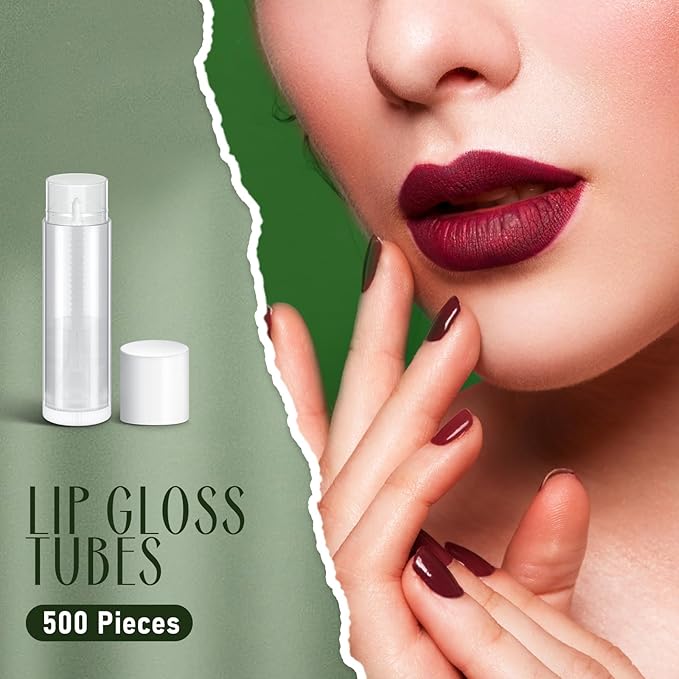 Nuanchu 500 Pcs 0.19 oz/ 5.5 ml Empty Lip Balm Tubes Round PVC Lip Gloss Tubes with Caps Lightweight Clear Balm Containers Refillable for Homemade DIY