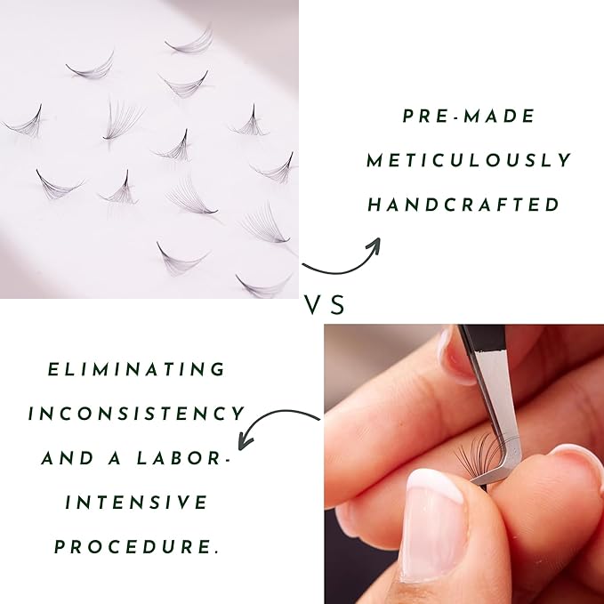 Promade XXL Box - 1200 FANS | Pinneacle Premade Volume Fans For Eyelash Extensions | 8 sizes-in-1 Box | 9mm-16mm | C, CC, D & L curl | 0.07 | 6D Volume (D curl)