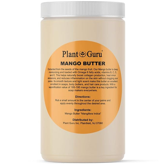Raw Mango Butter 32 oz. / 2 lbs. Bulk - 100% Pure Natural Unrefined - Great for Skin, Body and Hair Growth. DIY Soap Making, Body Butter, Lotions and Creams.