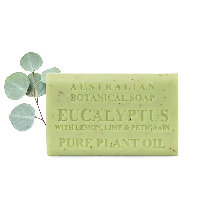 Australian Botanical Soap Eucalyptus with Lemon Lime and Petitgrain 6.6 oz Triple Milled Luxury Soap Bar Enriched with Shea Butter and Natural Oils, Pack of 1