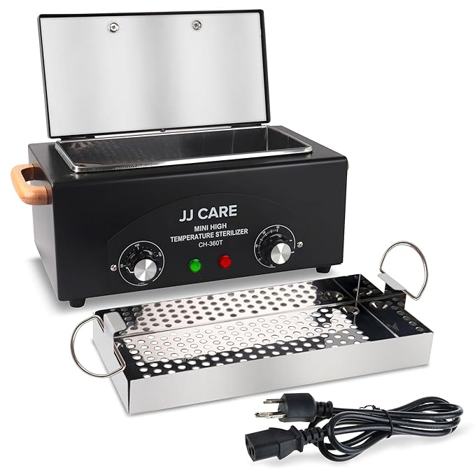 JJ CARE Dry Heat Sterilizer for Metal Tools, 1.8L High Temp Sterilizer for Nail Tools with Timer, Stainless Steel Nail Tool Sterilizer, Auto-Shut Off Sterilization Machine, Nail Sterilizer Machine
