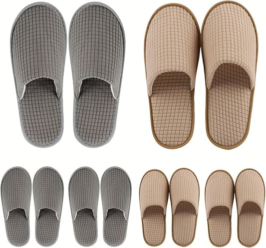 6 Pairs Disposable Slippers for Guests, Spa Slippers with Polar Fleece, Non-Slip Hotel Slippers for Women and Men, Reusable Bulk Slippers for Travel, Guest, Spa, Bride, Wedding Party, Nail Salon