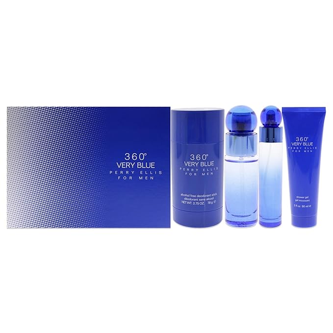 Perry Ellis 360 Very Blue For Men 4 PCS Eau De Toilette Gift Set