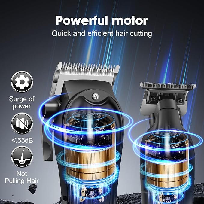 KEMEI Professional Hair Clippers Set for Men, Cordless Rechargeable Barber Clippers & Trimmers Kit, Clippers for Hair Cutting, Gifts for Men
