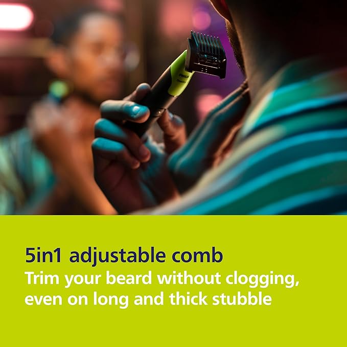 Norelco Philips OneBlade 360 with Connectivity Hybrid Face, Electric Beard Trimmer, Shaver with 360 Blade Tech & 1hr Fast Charge, 1x360 Blade, & 5-in-1 Comb, QP4530/90