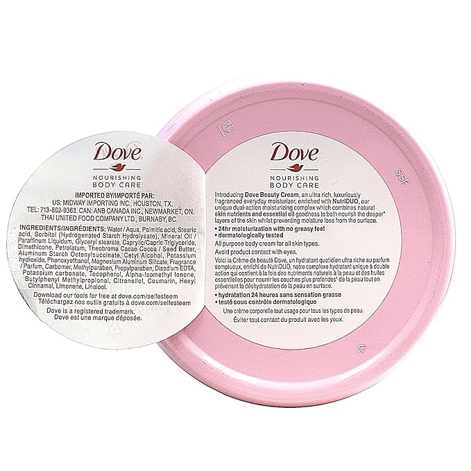 Dove Nourishing Body Care, Face, Hand, and Body Beauty Cream for Normal to Dry Skin Lotion for Women with 24-Hour Moisturization, 12-Pack, 2.53 Oz Each Jar