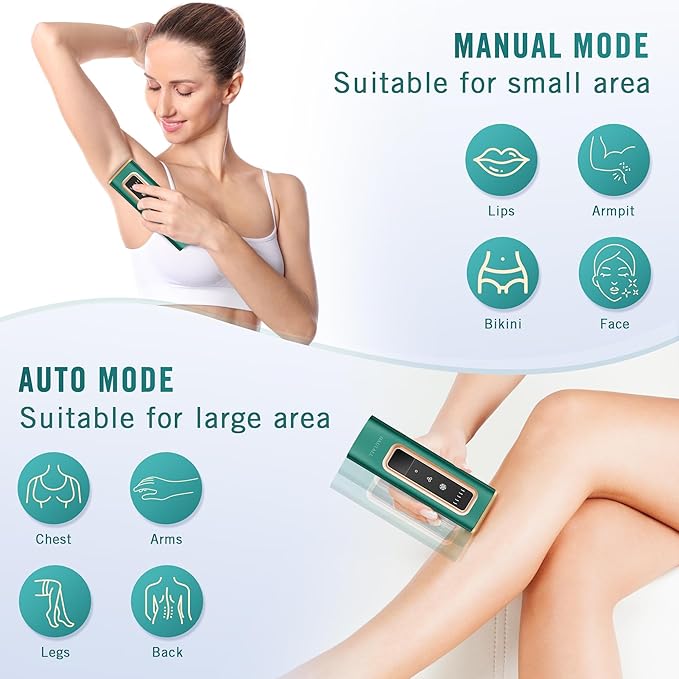 IPL Laser Hair Removal for Women and Men, Sapphire Ice-Cooling System for Nearly Painless & Long-Lasting Result Hair Removal Device at Home for Face, Legs, Arms, Bikini Line, Whole Body