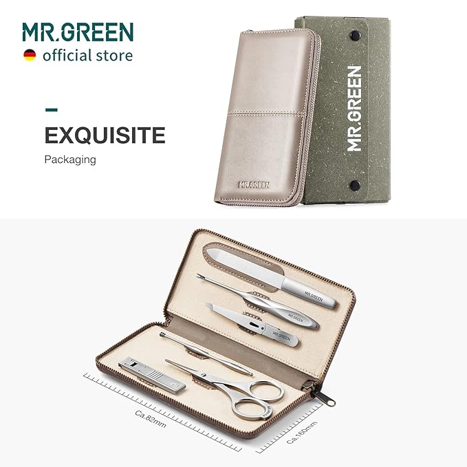 MR.GREEN Portable Luxury Manicure Sets Stainless Steel Pedicure Kits With Full-Grain Cowhide Leather Cover Personal Care Tools Set