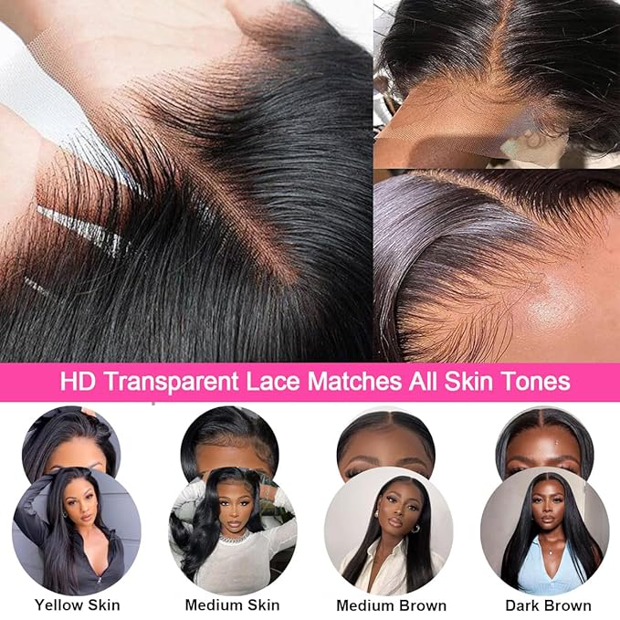 30 Inch 13x6 Lace Front Wigs Human Hair 200 Density Straight HD Lace Front Wigs Human Hair Pre Plucked 13x6 Lace Frontal Straight Human Hair Wigs for Women Glueless Wigs Human Hair Natural Color
