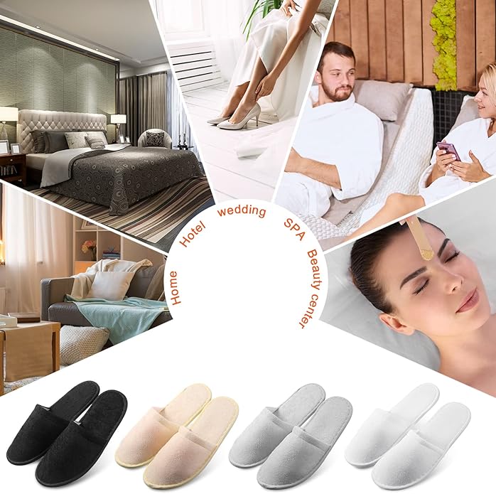 Geyoga 12 Pair Disposable House Slippers for Guests Non Slip Disposable Slippers for Spa Travel Hotel Shoeless Home Bride Bathroom Bedroom