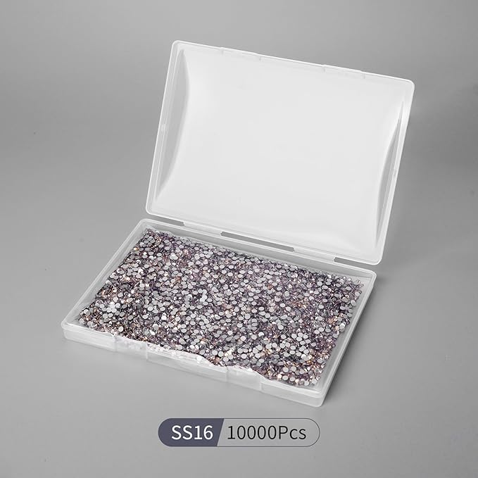 10000PCS Golden Shadow Rhinestones Bulk, Flat Back Crystal Glass Stone Round Gems,SS16, 3.8-4.0mm