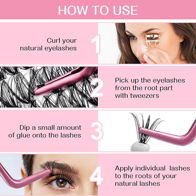 280 Pcs Individual Lashes 40D-C-0.07-12 Cluster Lashes C D Curl Wispy Lashes Bottom Lashes DIY Lashes At Home（40D-C-0.07-12）