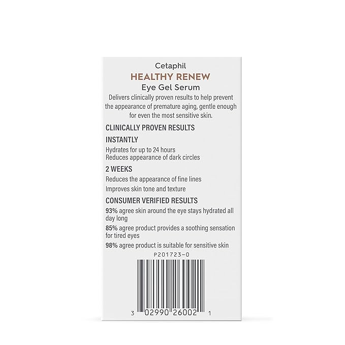 Cetaphil Healthy Renew Hydrating Eye Gel Serum 0.5 Oz, 24Hr Under Eye Cream for Anti Aging, Reduces the Appearance of Dark Circles and Wrinkles, Retinol Alternative Peptide Serum, For Sensitive Skin