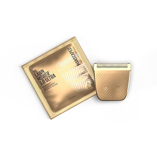 MANSCAPED® The Lawn Mower® 5.0 Ultra SkinSafe™ GOLD Replacement Trimmer Blade - Groin Hair Trimmer Ceramic Blade Head Refill with Metal Guard, Snap-In Cartridge, 1 Pack