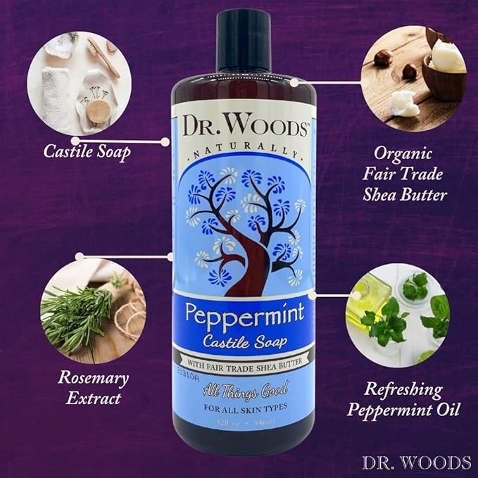 Dr. Woods Refreshing and Relaxing Pure Liquid Castile Soap with Organic Shea Butter Combo (2 Assorted 32 Ounce Bottles)