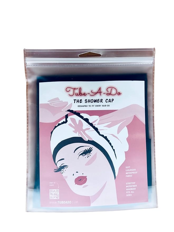 Luxury Waterproof Shower Cap - Innovative Open-Ended Design - Black