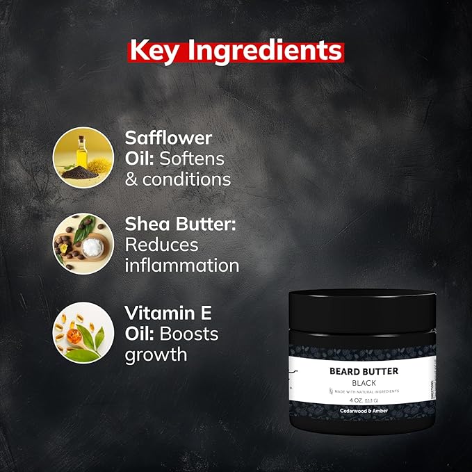 Detroit Grooming Co. Beard Butter for Men | Softens, Thickens & Hydrates with Safflower Oil & Shea Butter | Black Scent, 4oz