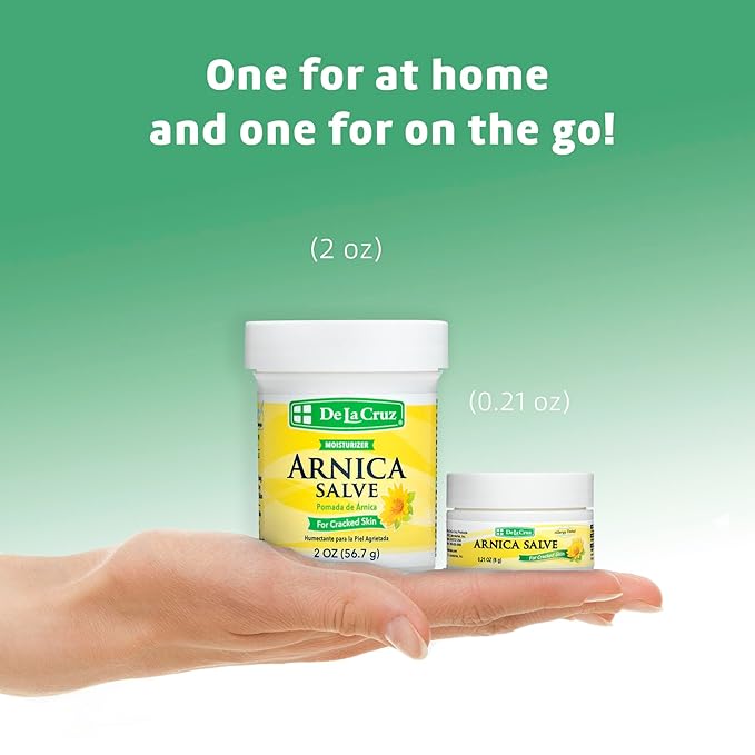 De La Cruz Arnica Salve, Foot Cream for Dry and Cracked Feet and Moisturizing Hand Salve for Dry Hands, 24 Hour Moisture for Dry and Rough Skin (Trial Size)