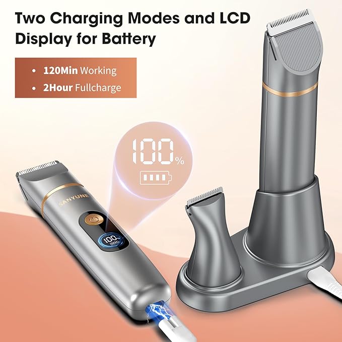 Bikini Trimmer for Women, Includes 2 Oz Skin Smoothing Shaving Gel 2-in-1 Electric Razor Shaver for Hair Removal IPX7 Waterproof for Pubic Underarm Legs Arm Body