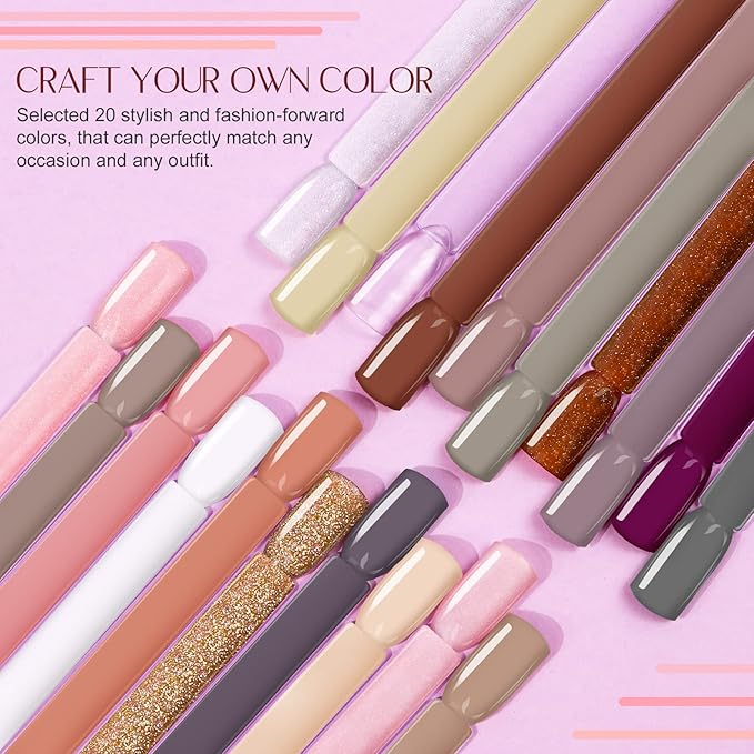 Saviland 29 Pcs Dip Powder Nail Starter Kit, 20 Fall Colors Nude Pink Brown Golden Powder Nail Dipping Liquid Set Recycling Tray with Base Top Coat Activator for French Nail Art Manicure DIY Salon