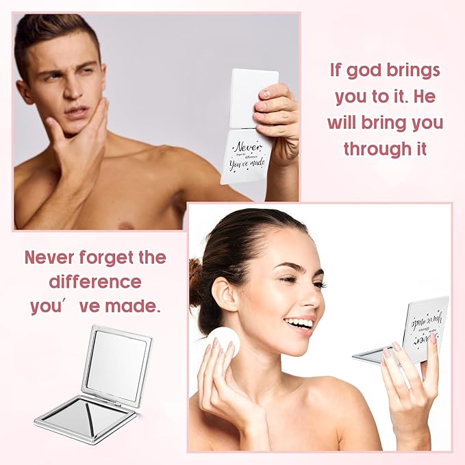 Qunclay 12 Pcs Employee Inspirational Compact Mirrors Bulk Appreciation Purse Portable Square Pocket Mirrors Thank You Gifts for Mother's Day Women Teachers Volunteer Nurse