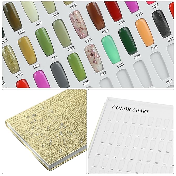 308 Colors Nail Swatches Book with 360 Nail Tips and Number Labels Professional Nail Color Chart Card Display Gel Polish Book Nail Painting Practice Design Board No Need Pasting, No Need Glue
