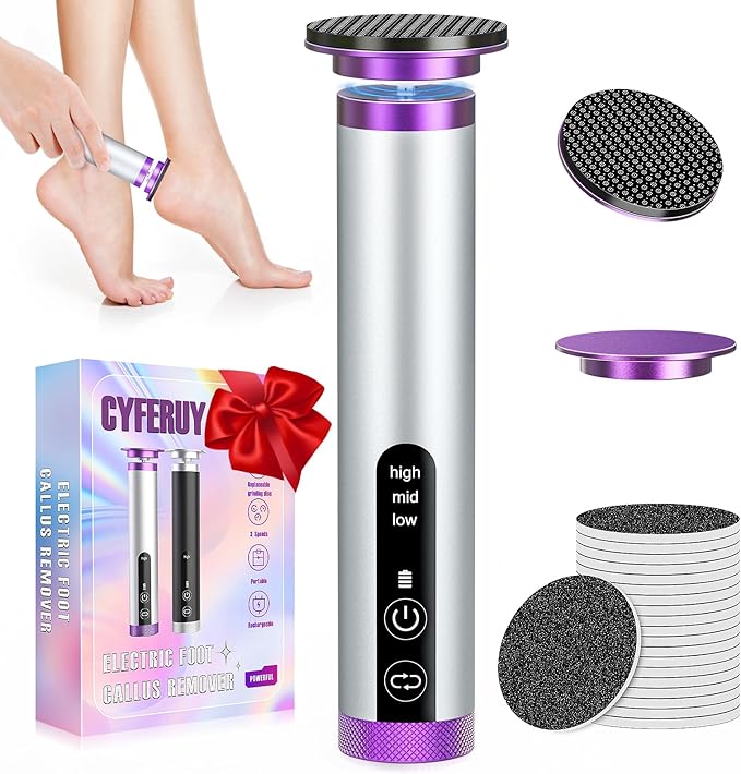 Electric Foot Callus Remover with Nano-Glass Head, 2000mAh Portable Electric Foot File with Upgraded Powerful Metal Gear Motor, Premium Aluminum Electric Callus Remover for Feet, Gifts for Men Women