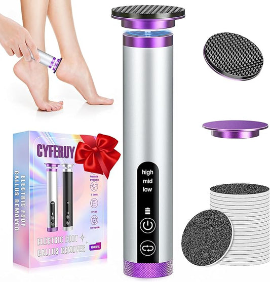 Electric Foot Callus Remover with Nano-Glass Head, 2000mAh Portable Electric Foot File with Upgraded Powerful Metal Gear Motor, Premium Aluminum Electric Callus Remover for Feet, Gifts for Men Women