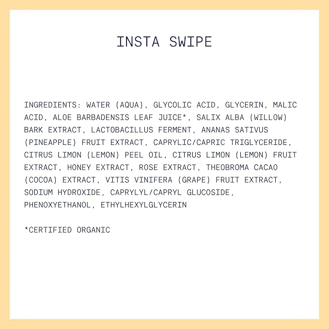 Kinship Insta Swipe AHA Exfoliating Pads - Lemon Honey Glycolic Acid Face Exfoliant - Brighten, Smooth + Clear Clogged Pores - Resurfacing Treatment Facial Wipes - Tone Blemish Prone Skin (45 Count)