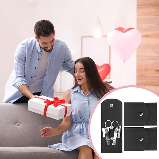 Manicure Set Bulk, Nail Clippers Kit Stainless Steel Fingernail Clippers Set, Sturdy Nail Tip Cutter Trimmers Professional Grooming Toenail Clippers Personal Pedicure Kits Gift Black (12 Pack 7 in 1)