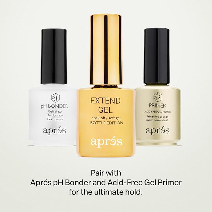Apres Nail Extend Gel Soak Off | Soft Gel, Gel-X Tips Adhesive 15ml / 0.5oz | Premium Quality | Gold Bottle Edition | Easy application/ applicator Easy removal