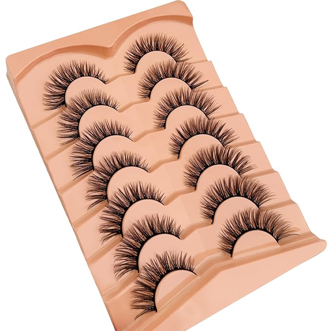 Cat Eye Lash Natural Look NINGLASH Wispy Lashes False Eyelashes Natural Look Fake Eyelash 14mm Faux Mink Lashes Strips 7 Pairs Lash Pack
