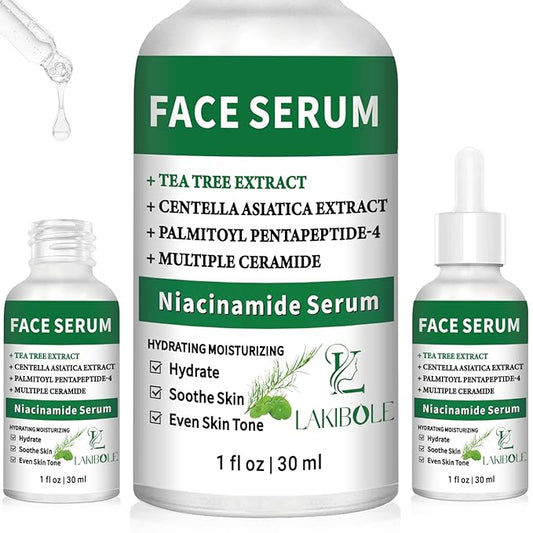 3 Pack 5% Niacinamide Serum with 4% Tea Tree Extracts & 1% Centella Asiatica Extracts for Hydration and Even Tone (1fl.oz/30ml Each)