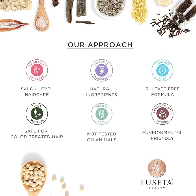 Luseta Rose Oil Shampoo and Conditioner for Volumizing & Hydrating - Color safe, gluten-free, sulfate-free, paraben-free, cruelty free and Vegan