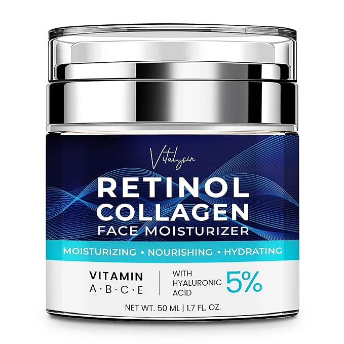 Face Moisturizer for Aging Skin: Wrinkle Cream for Older Women and Men 50 and 60 plus with Retinol, Collagen and Hyaluronic Acid – Facial Moisturizer for Mature Skin, 1.7 fl. Oz (Medium, Unscented)