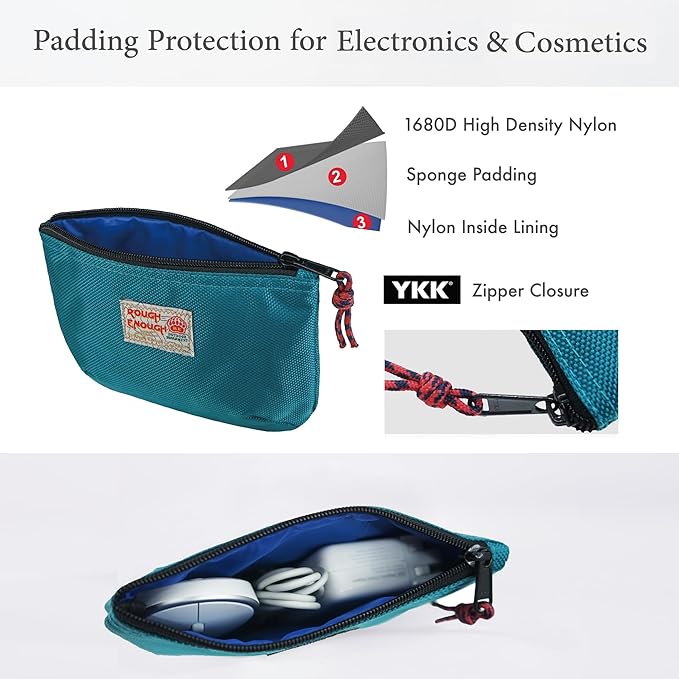 Rough Enough Small Tech Organizer Travel Case for Electronics & Cords - Cable Storage Bag Blue