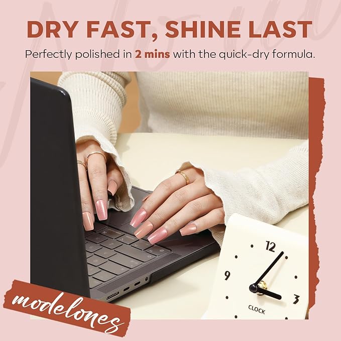 modelones Nail Polish Set 6 Colors, White Brown Nude Burgundy Pink Quick Dry Mini Nail Lacquer Kit, Glitter Shimmer Sparkle Red Nail Art, DIY Home Salon Manicure Gift for Women Girl