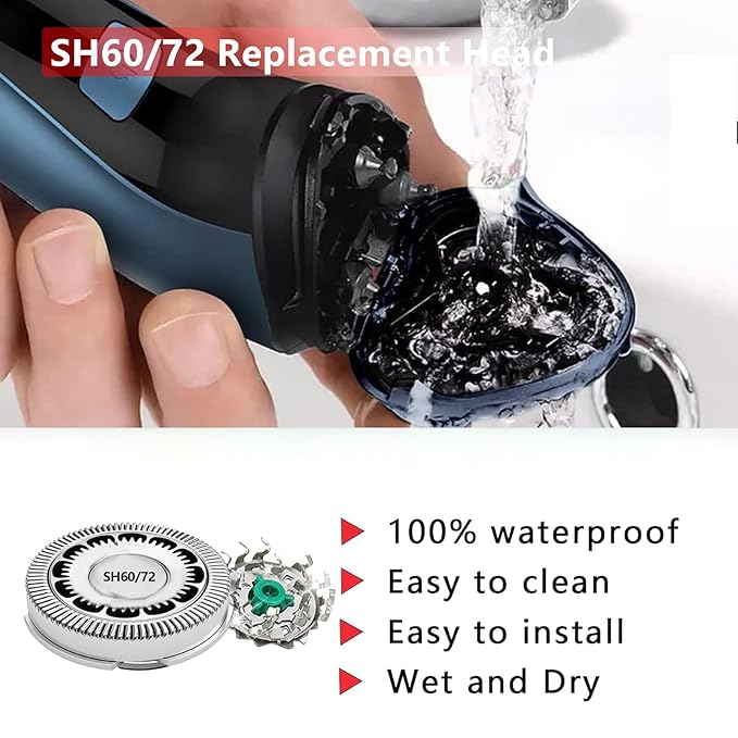 SH60 Replacement Blades Series 6000 Compatible with Philips Norelco 6000 Replacement Heads,for Series 6000 Electric Shaver Razors Blades S6880/81 S6810/82 S6850/85 etc Model,With Cleaning Brush