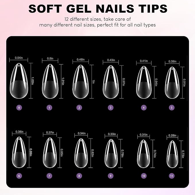 Gel X Nail Kit: All-in-1 Beginner Gel Nail Kit with Nail Drill Handheld UV Light 30g Solid Nail Glue Gel 504PCS Nail Tips Acrylic Nail Kit Home Salon DIY Nail Art Gel Kit Manicure Gift (Almond)