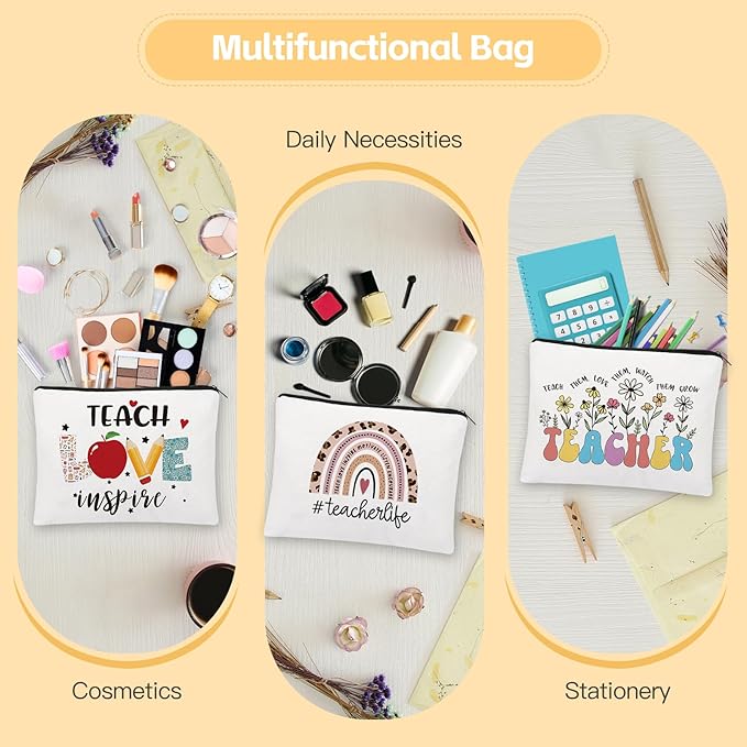 UAREHIBY 12 PCS Teacher Appreciation Gifts In Bulk,Thank You Teachers Gifts for Women with 16 OZ Glass,Teacher Christmas,Valentines Day Gift with Makeup Bag,Key chain,Teachers Gift from Students