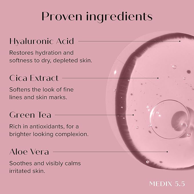 Medix 5.5 3% Concentrated Hyaluronic Acid Hydrating Gel Body Booster Dry Skin Moisturizer, Anti Aging Skin Care Booster For Restoring Skin Barrier, Wrinkles, Fine Lines, Pack of 2