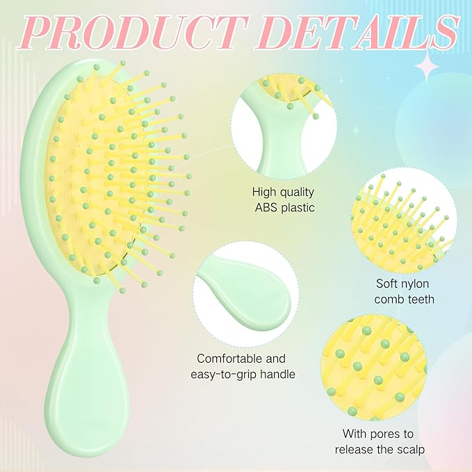 36 Packs Mini Detangling Hairbrush Squirt Detangler combs Toddler Soft Bristle Travel Hairbrush Women Girl
