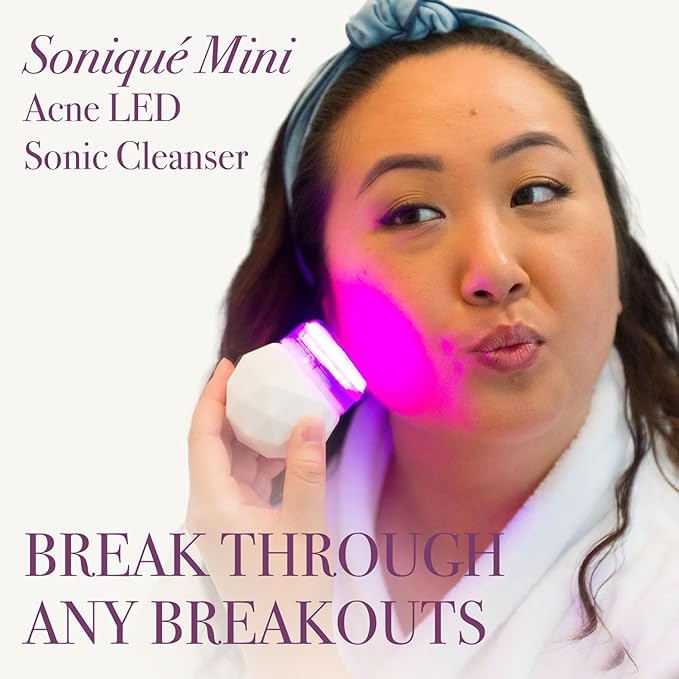 reVive Light Therapy - Mini Soniqué LED Light Therapy Anti-Acne Sonic Facial Cleansing Brush, Reduces Appearance of Acne & Wrinkles, Travel Friendly